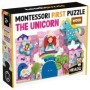 Montessori Primul meu Puzzle cu Unicorni si piese din lemn